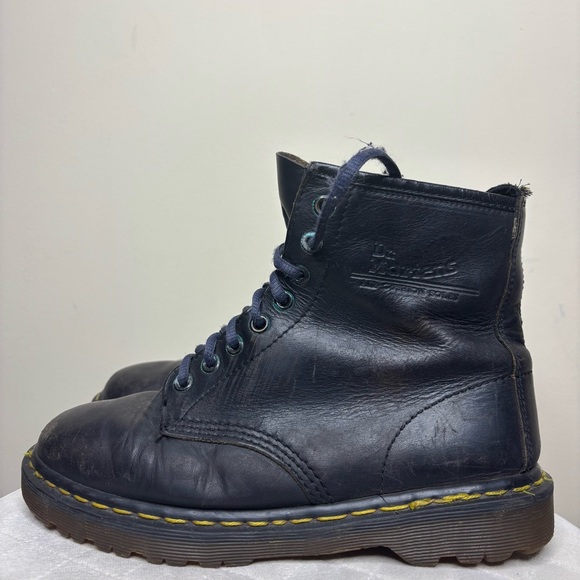 Vintage Dr Martens Boots Made in England 90s Womens Navy Black Rare Womens - Picture 2 of 7
